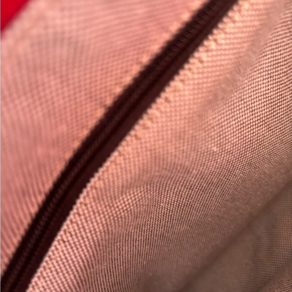 Dooney & Bourke Large Dark Red Monogram Canvas Tote Bag with Brown Leather Trim - Picture 12 of 12
